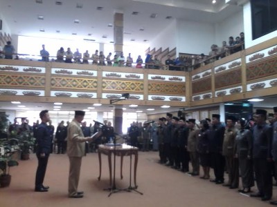 Gubernur lampung mengambil sumpah jabatan 86 pejabat Pemprov Lampung | Widya/jejamo.com