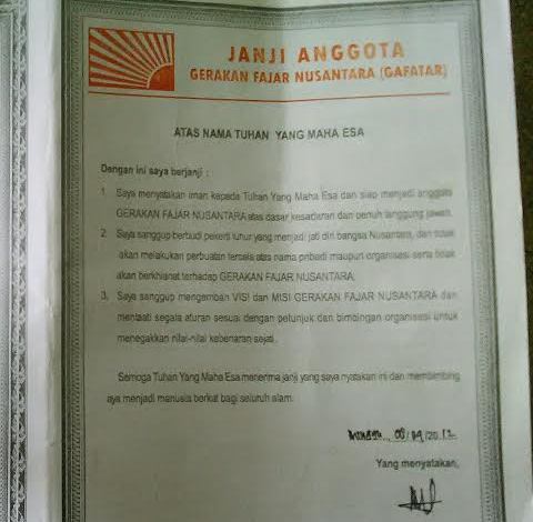 Dokumen Gafatar di Metro Lampung. | Tyas Pambudi/Jejamo.com