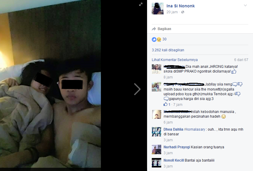 Dua bocah yang memamerkan kemesraan di atas ranjang menghebohkan dunia maya. | Ist.