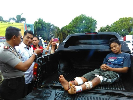 Pelaku penodongan Juanda saat dihadirkan dalam ekspose di Mapolresta Bandar Lampung, Rabu, 14/12/2016 | Andi/jejamo.com