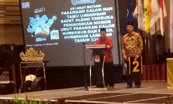 PILGUB LAMPUNG: Dapat Nomor Urut 3, Arinal-Nunik Janjikan Lampung Jaya Tiga Tahun Mendatang