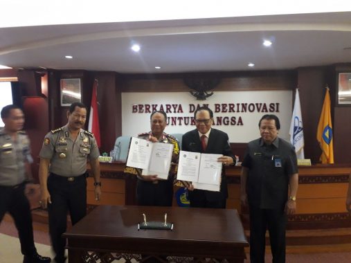 Unila dan Polda Lampung Tanda Tangani MoU Keamanan Kampus