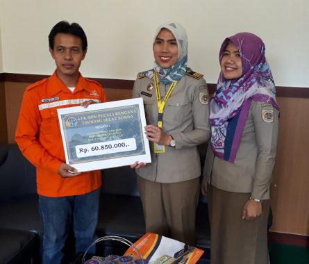 Badan Pertanahan Nasional Lampung Selatan Donasikan Rp60,85 Juta untuk Korban Tsunami