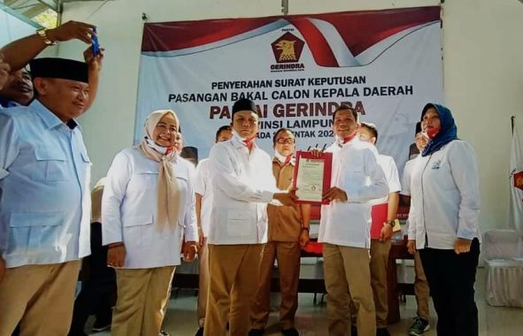 Pilkada Lampung Selatan: Hipni-Melin Terima Rekomendasi Partai Gerindra