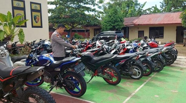 Gerebek Balap Liar, Polsek Kota Agung Amankan Puluhan Sepeda Motor