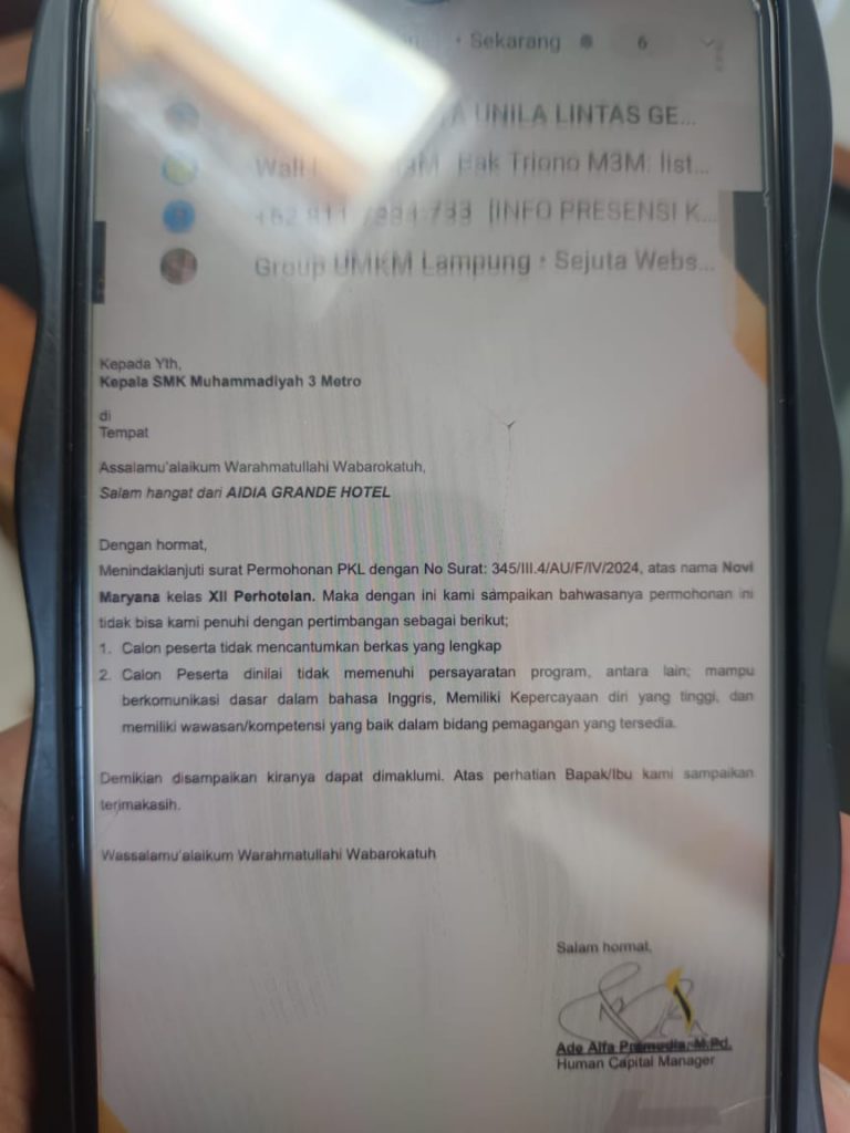 Tolak Siswi Tak Mampu untuk Magang, Sosial Responsibility Hotel Aidia Metro Dipertanyakan